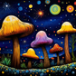 Fun Starry Night And Mushrooms