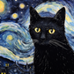Black Kitty On A Starry Night  Diamond Painting Kits