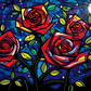 Starry Night Roses On Stained Glass
