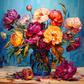 Lively Colorful Peonies In A Vase