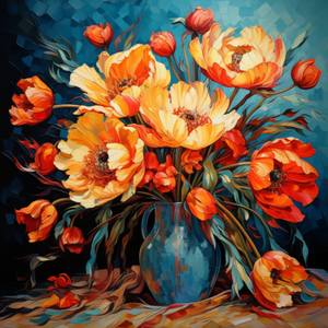 Messy Vase Of Peonies