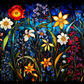 Evening Wildflowers On Stained Glass