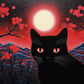 Black Cat Full Moon  Diamond Painting Kits