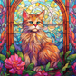 Stained Glass Orange Kitty  Diamond Painting Kits
