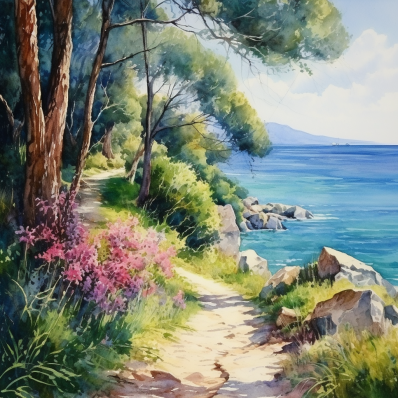Pathway Along The Sea  Diamond Painting Kits