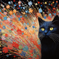 Black Cat Colorful Flower Burst  Diamond Painting Kits