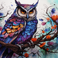 Watercolor Purple Owl