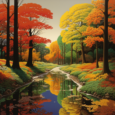 Autumn Reflections On Calm Stream
