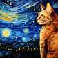 Watercolor Starry Night Tabby Cat  Diamond Painting Kits