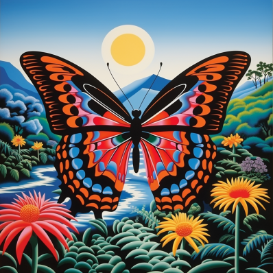 Bold Butterfly And Flowers