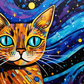 Bold Bengal Cat Starry Night  Diamond Painting Kits