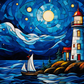 Lighthouse And The Full Moon