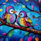 Two Grumpy Colorful Birds On A Branch