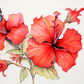 Watercolor Hibiscus And Butterflies