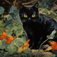Black Kitten And Butterflies  Diamond Painting Kits