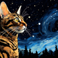 Bengal Cat Starry Night  Diamond Painting Kits