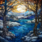 Frozen Lake On Stained Glass