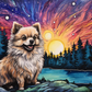 Adorable Pomeranian Artsy Night   Diamond Painting Kits