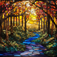 Fall Forest On Stained Glass