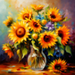 Bundle Of Sunflowers In A Vase