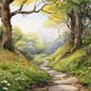 Watercolor Calm Forest Path