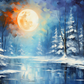 Full Moon Over Frozen Pond