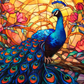 Graceful Vibrant Peacock On Stained Glass  Diamond Painting Kits
