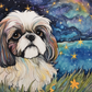 Watercolor Starry Night Shih Tzu