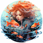 Sassy Girl And Goldfish  Diamond Painting Kits