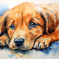 Watercolor Sweet Sleepy Puppy