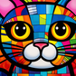 Pretty Bold Bright Colored Kitty  Diamond Painting Kits