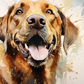 Watercolor Happy Brown Labrador
