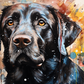 Watercolor Colorful Dark Serious Labrador