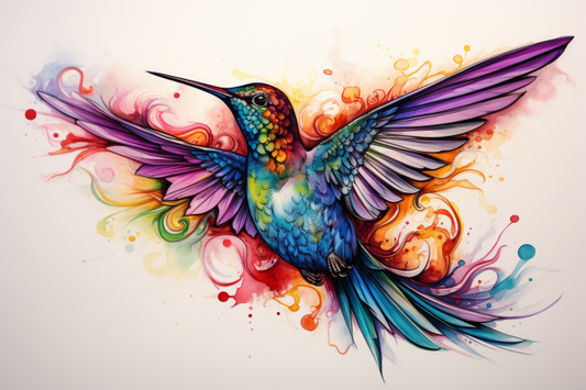 Beautiful Sweet Watercolor Hummingbird