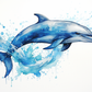 Splashing Watercolor Dolphin