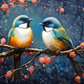 Love Birds On A  Branch  Diamond Painting Kits