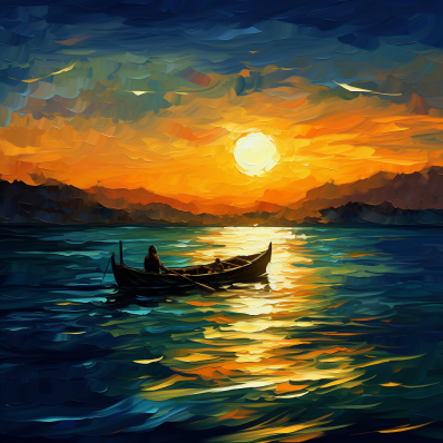 Rowboat At Sunset