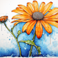 Orange Watercolor Daisy