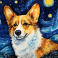 Watercolor Starry Night Corgi