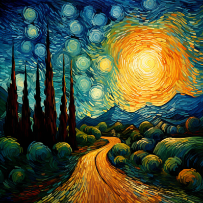 Golden Sun Over Country Road