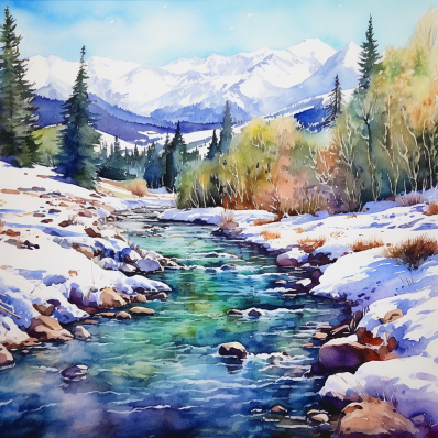 Snowy Stream  Diamond Painting Kits