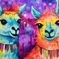 Watercolor Coloful Mexican Llamas And Stars