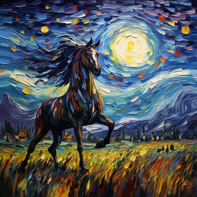 Wild Horse And Full Moon