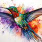 Watercolor Color Splash Hummingbird