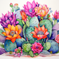 Watercolor Cacti Flowers