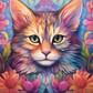 Graceful Pastel Kitty In Wildflowers  Diamond Painting Kits