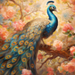 Graceful Peacock Among Soft Flowers  Diamond Painting Kits