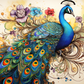 Artsy Watercolor Peacock And Flowers