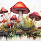 Watercolor Moody Mushrooms