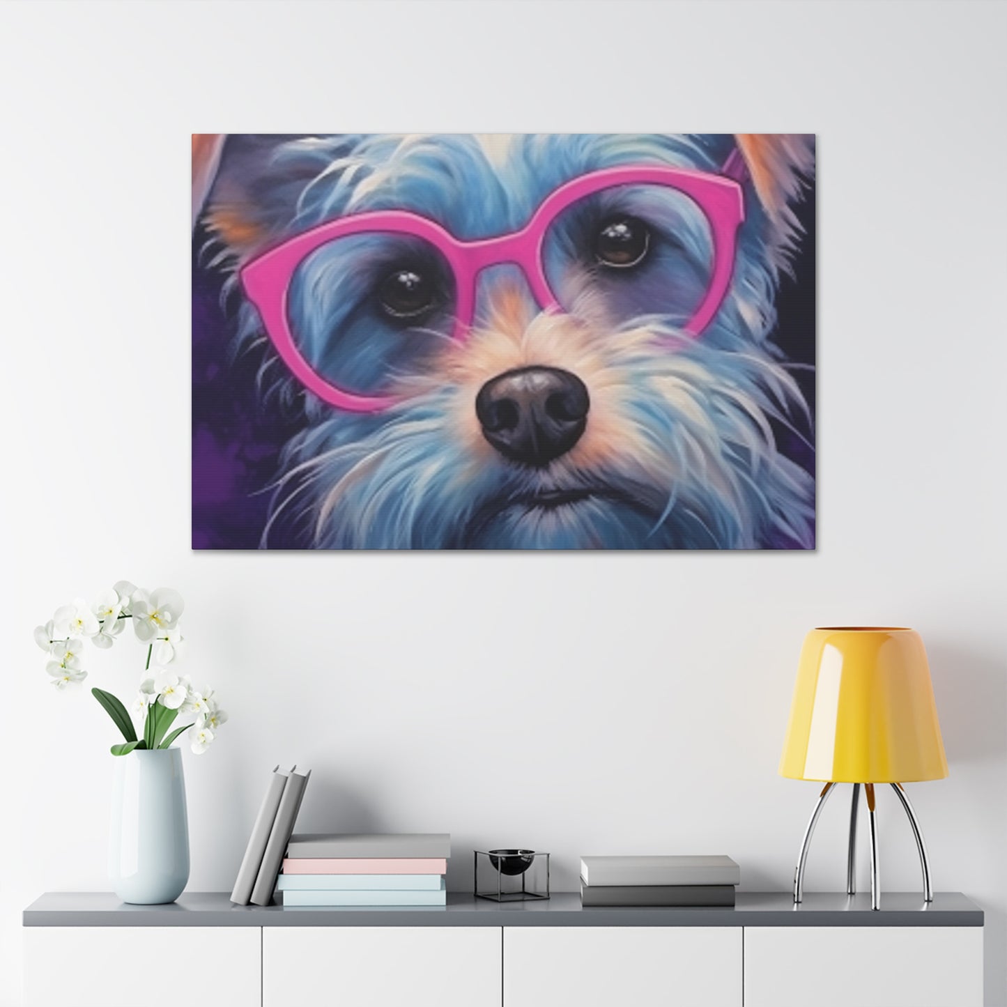 Pretty Dog In Pink Glasses - Large Wall Art